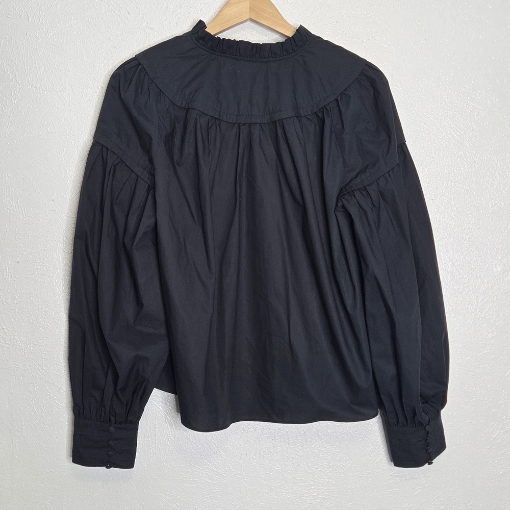 Ulla Johnson Black Marika Poplin Balloon Long Sleeve Blouse Women's Size 8 - Picture 14 of 14